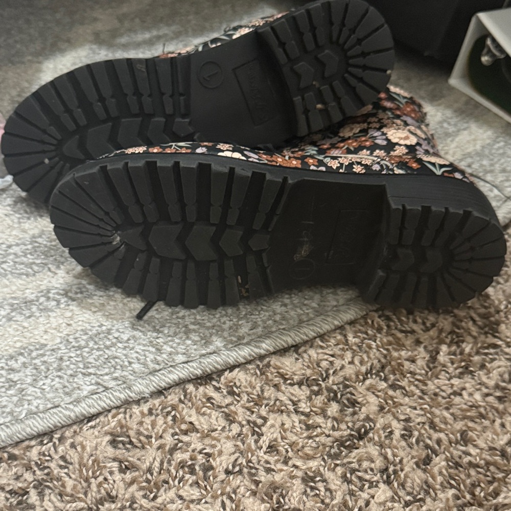 Self Esteem Floral Black Lace-Up Boots - Picture 3 of 3
